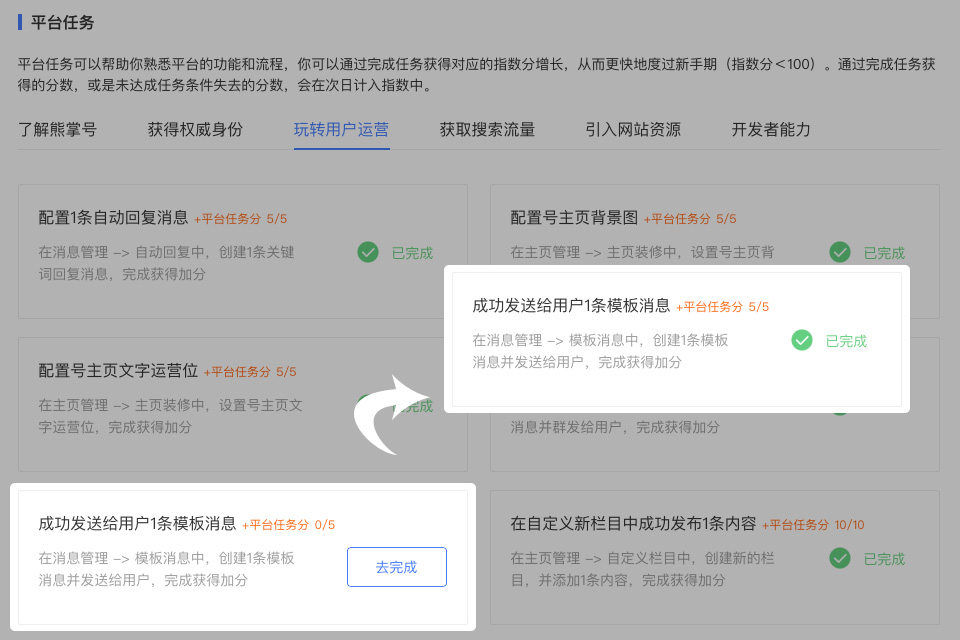 成功發(fā)送給用戶(hù)1條模板消息